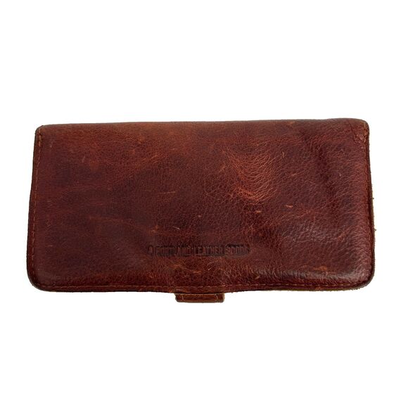 Portland Leather Goods Brown Bi-Fold Leather Wallet Rustic Thick Heavy Quality - Picture 1 of 11